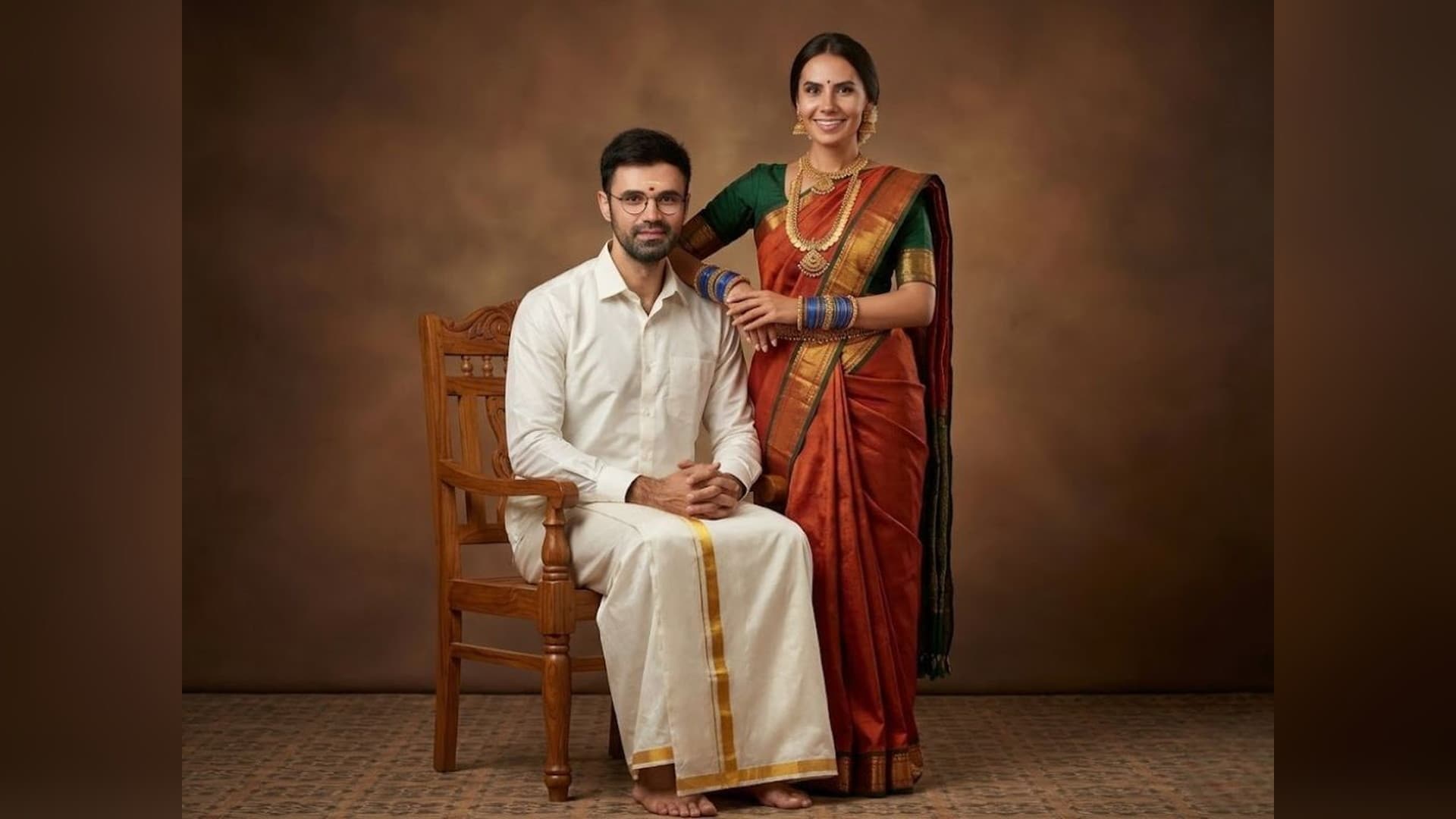 South Indian Formal, AI couple photoshoot example